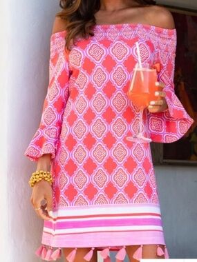 NWT Cabana Life Off Shoulder Dress UPF 50+ Sun Protection Resort,L